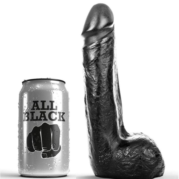 ALL BLACK - DILDO REALÍSTICO NEGRO SUAVE 20 CM